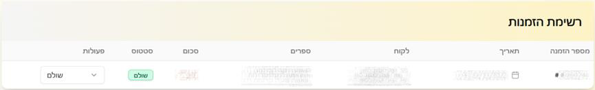 Order list showing status "paid"